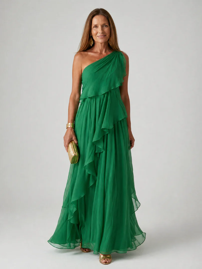 Rosalie - Asymmetric Ruffled Maxi Dress