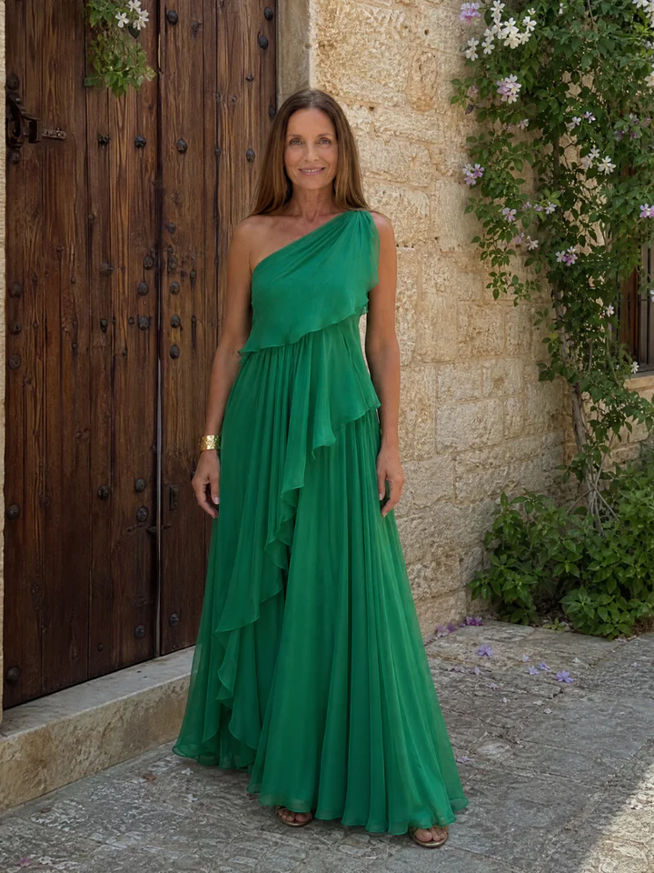 Rosalie - Asymmetric Ruffled Maxi Dress