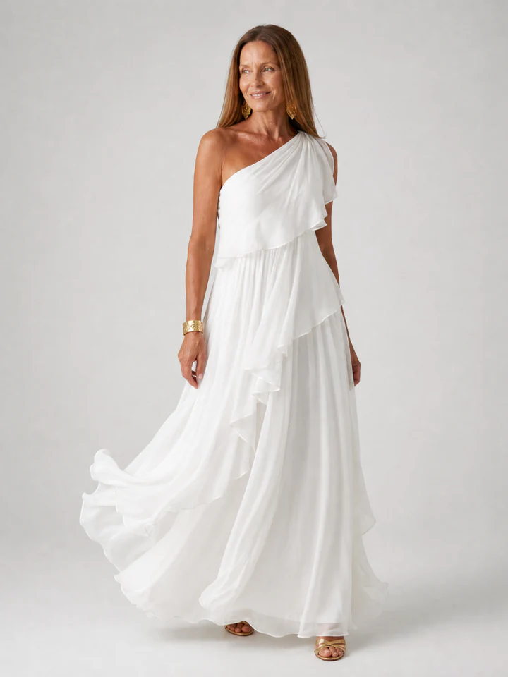 Rosalie - Asymmetric Ruffled Maxi Dress