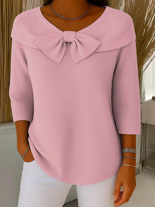Noémie - Bow Neckline Ribbed Sweater - view 2
