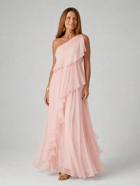 Rosalie - Asymmetric Ruffled Maxi Dress