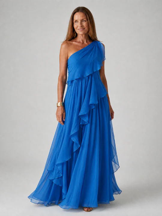 Rosalie - Asymmetric Ruffled Maxi Dress