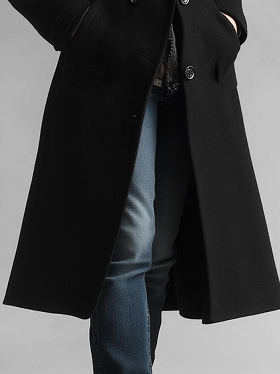 Casual Classic Thickened Pocket Midi Woolen Coat - view 3