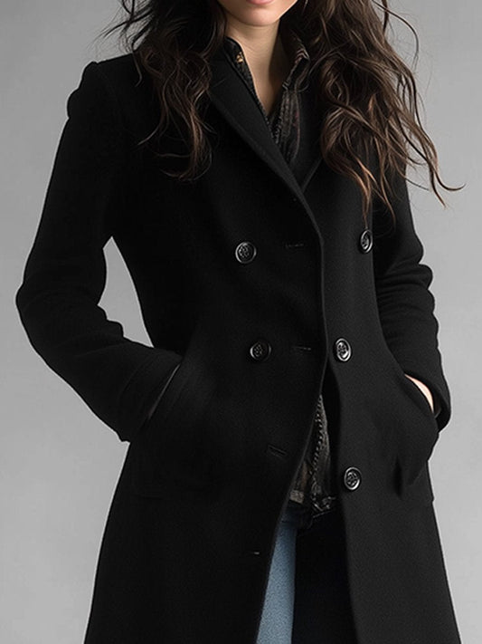 Casual Classic Thickened Pocket Midi Woolen Coat - view 2
