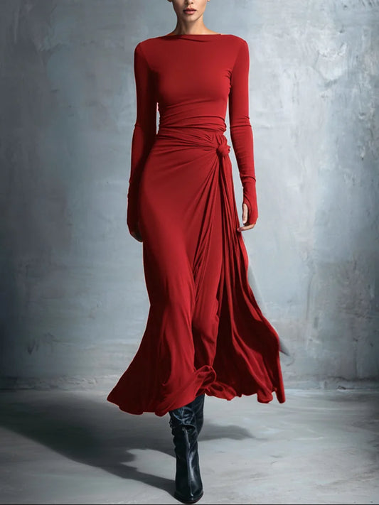 Naomie - Knot-Waist Maxi Dress