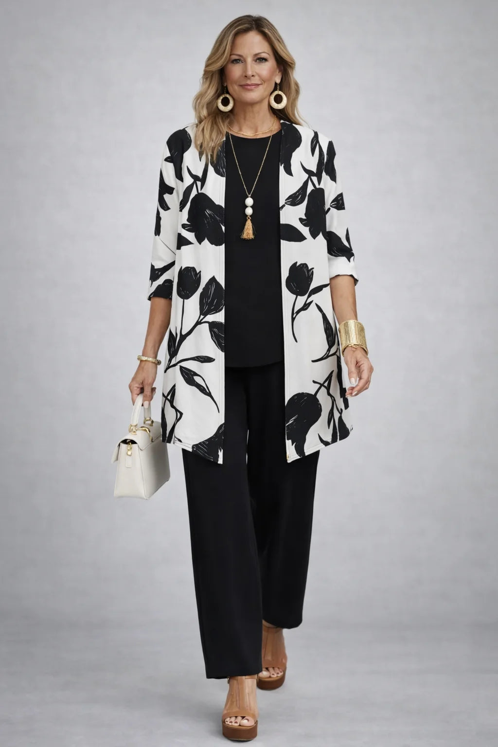 Lois - Leaf-Print Three-Piece Pant Set