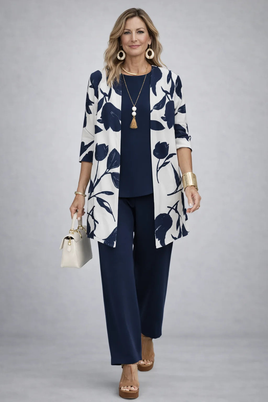 Noreen - Leaf-Print Three-Piece Pant Set