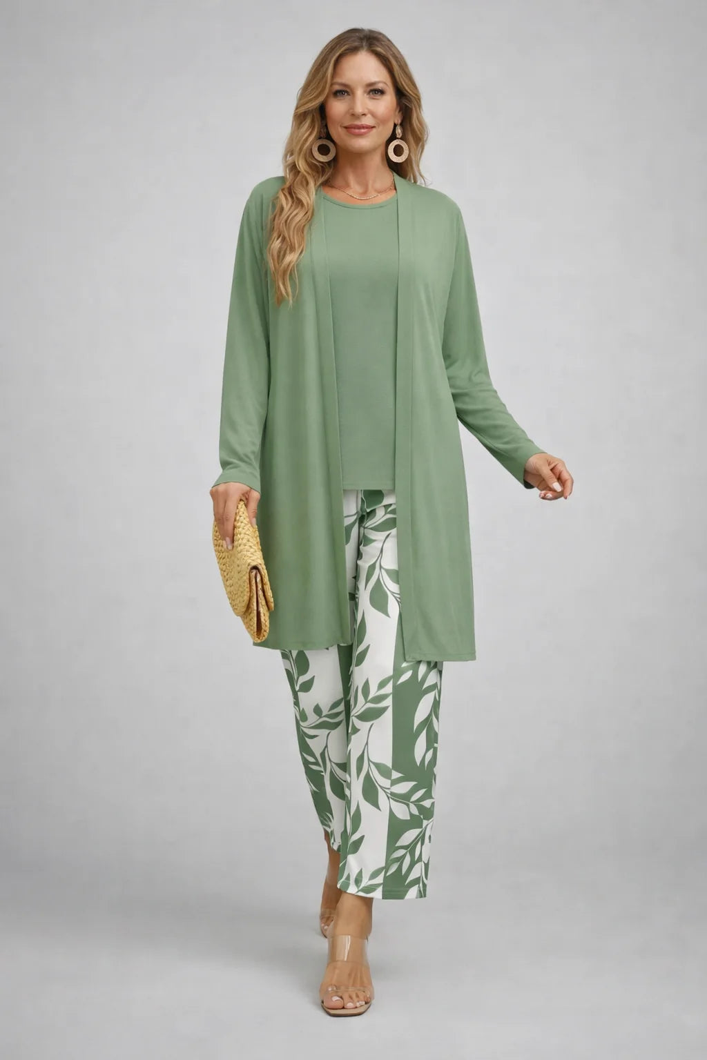 Darla - Leaf-Trouser Three-Piece Pant Set