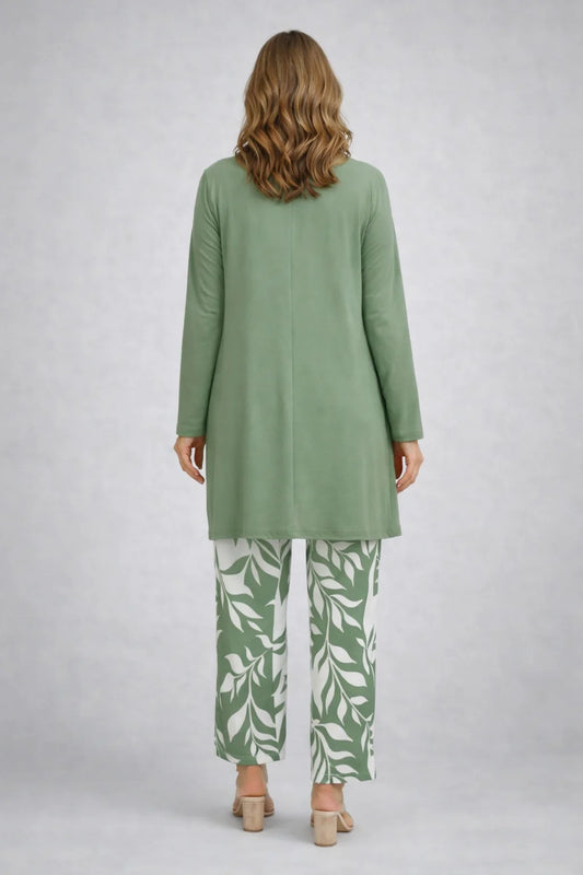 Darla - Leaf-Trouser Three-Piece Pant Set