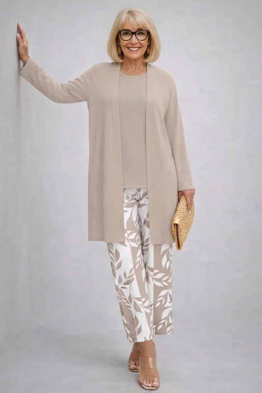 Erynn - Leaf-Trouser Three-Piece Pant Set