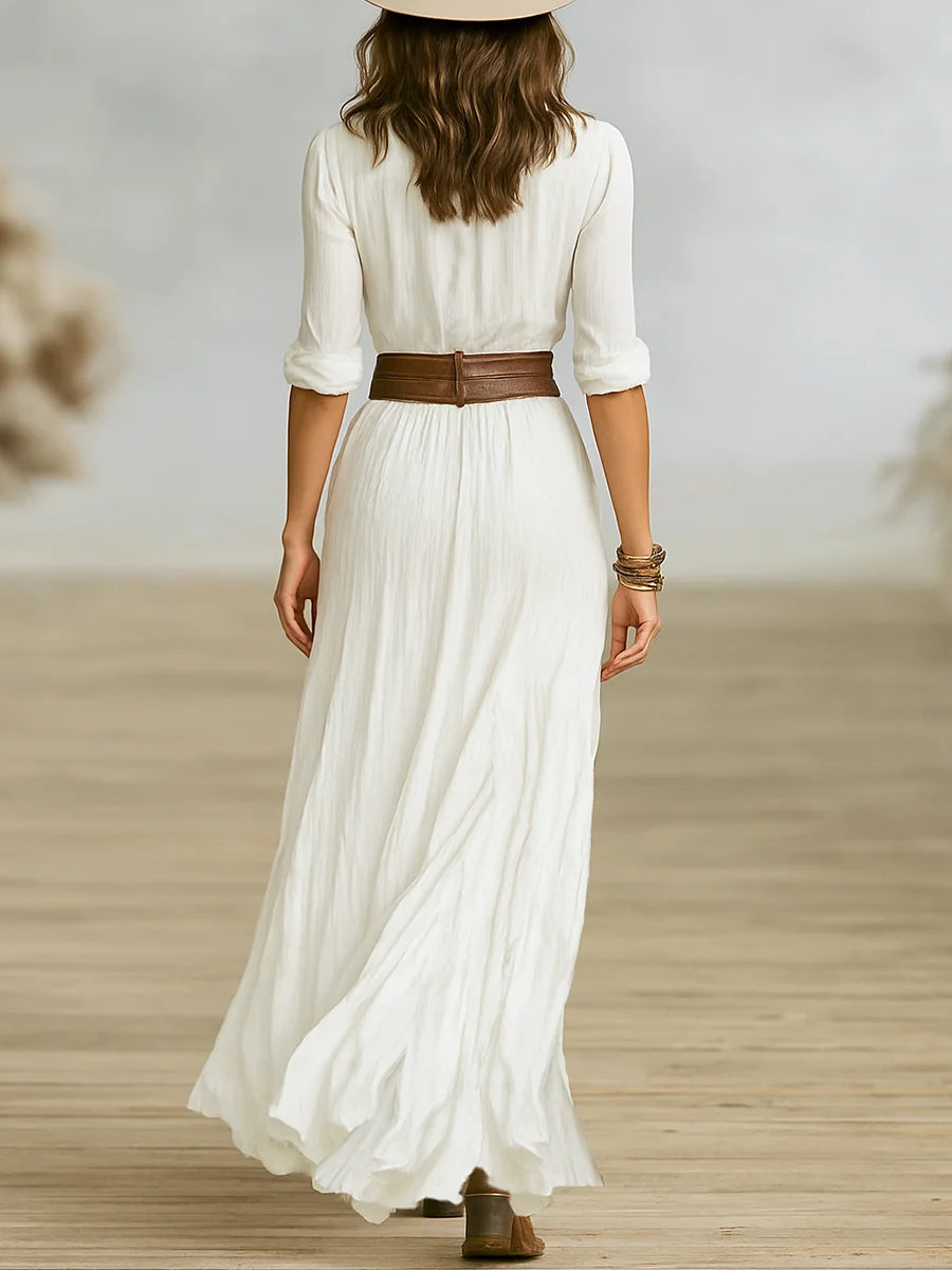 Rosine - Linen-Blend Maxi Shirt Dress