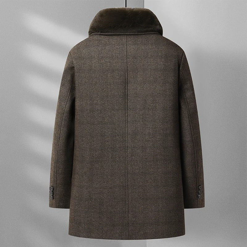 Alistair | Wool Coat with Detachable Fur Collar - view 3