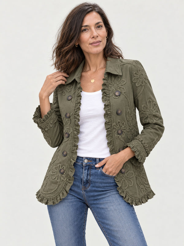 Evangeline - Floral Embroidered Utility Jacket