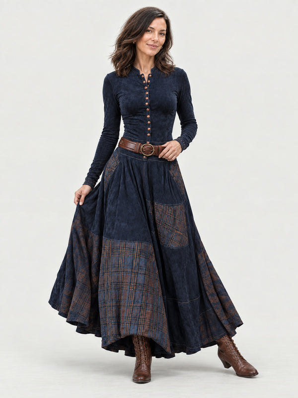 Hazel - Belted Suede Maxi Dress