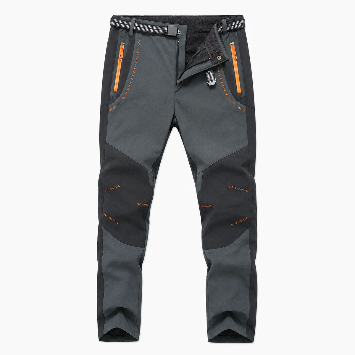 Men's Windproof Waterproof Hiking Pants - Dark Grey Fleece-Lined