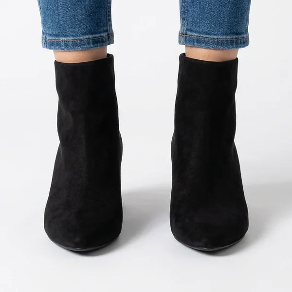 Elsie - Minimal Faux-Suede Heeled Boots