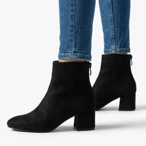 Elsie - Minimal Faux-Suede Heeled Boots