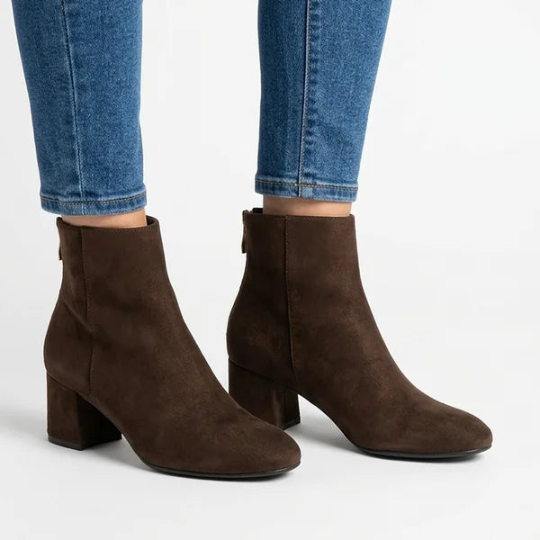 Elsie - Minimal Faux-Suede Heeled Boots