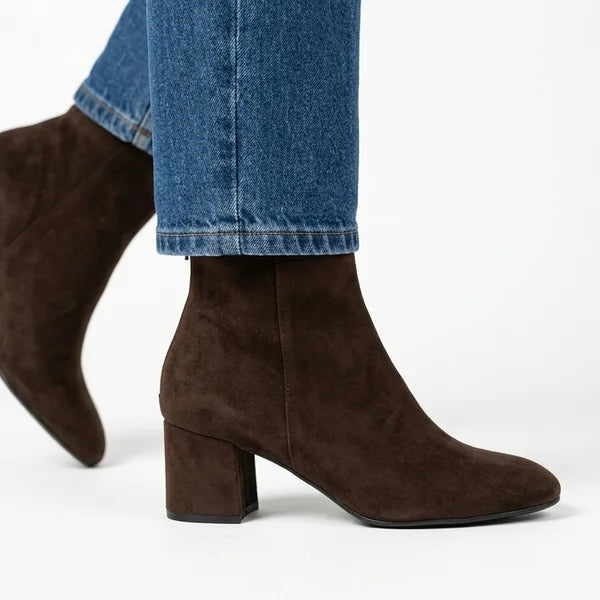 Elsie - Minimal Faux-Suede Heeled Boots