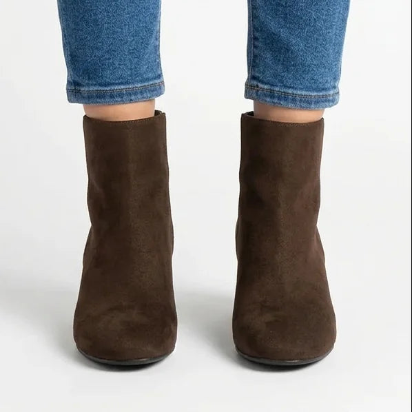Elsie - Minimal Faux-Suede Heeled Boots