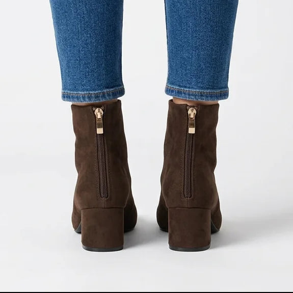 Elsie - Minimal Faux-Suede Heeled Boots