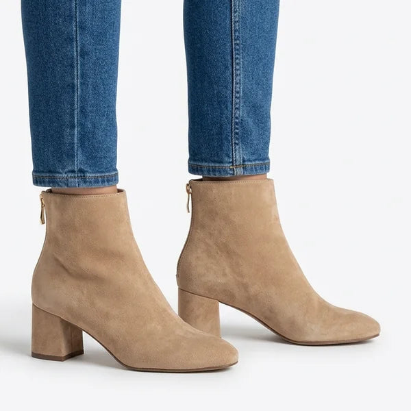 Elsie - Minimal Faux-Suede Heeled Boots