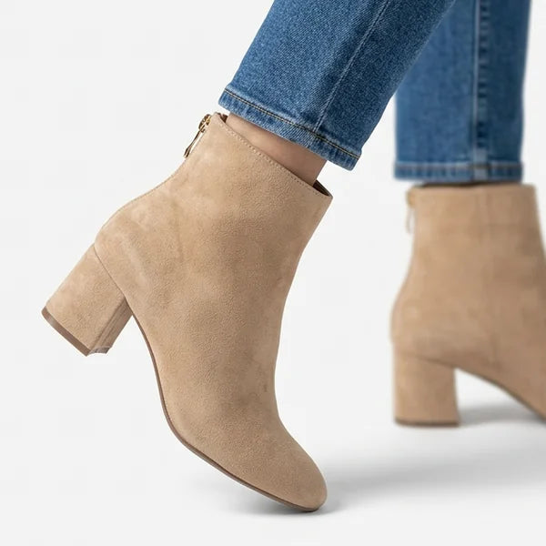 Elsie - Minimal Faux-Suede Heeled Boots