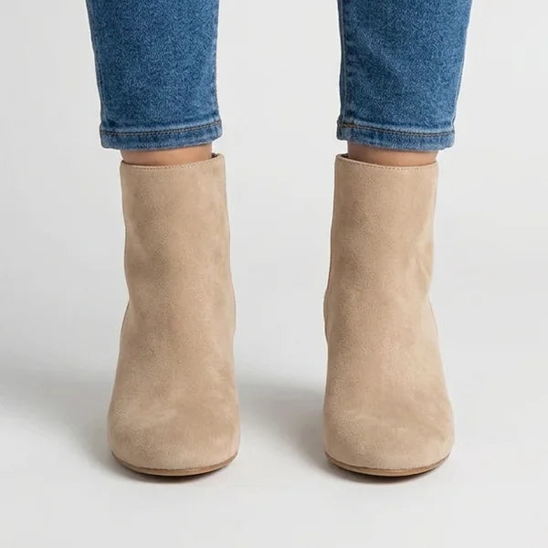 Elsie - Minimal Faux-Suede Heeled Boots