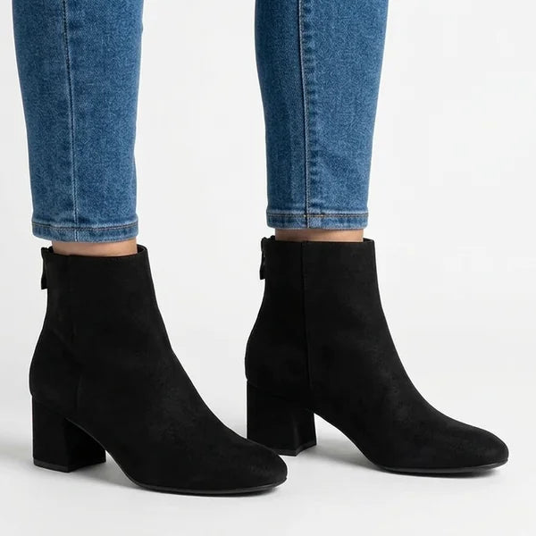 Elsie - Minimal Faux-Suede Heeled Boots