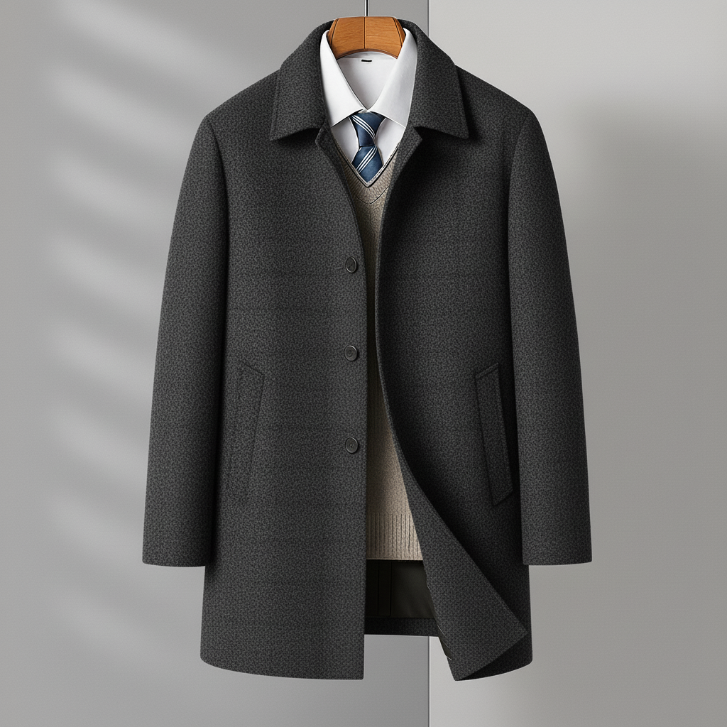 Alistair | Wool Coat with Detachable Fur Collar - view 8