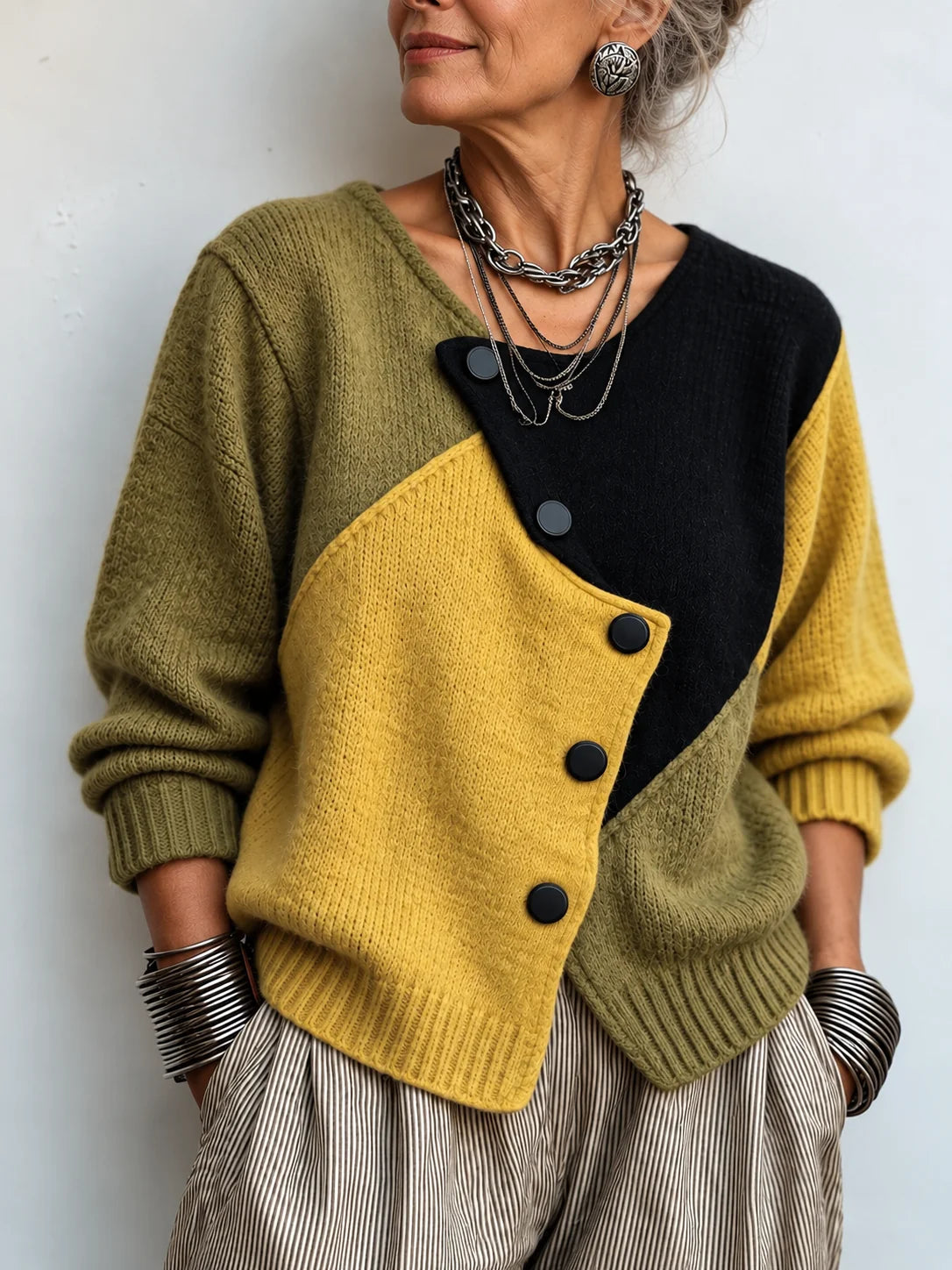 Harlow colour-block knit sweater, front