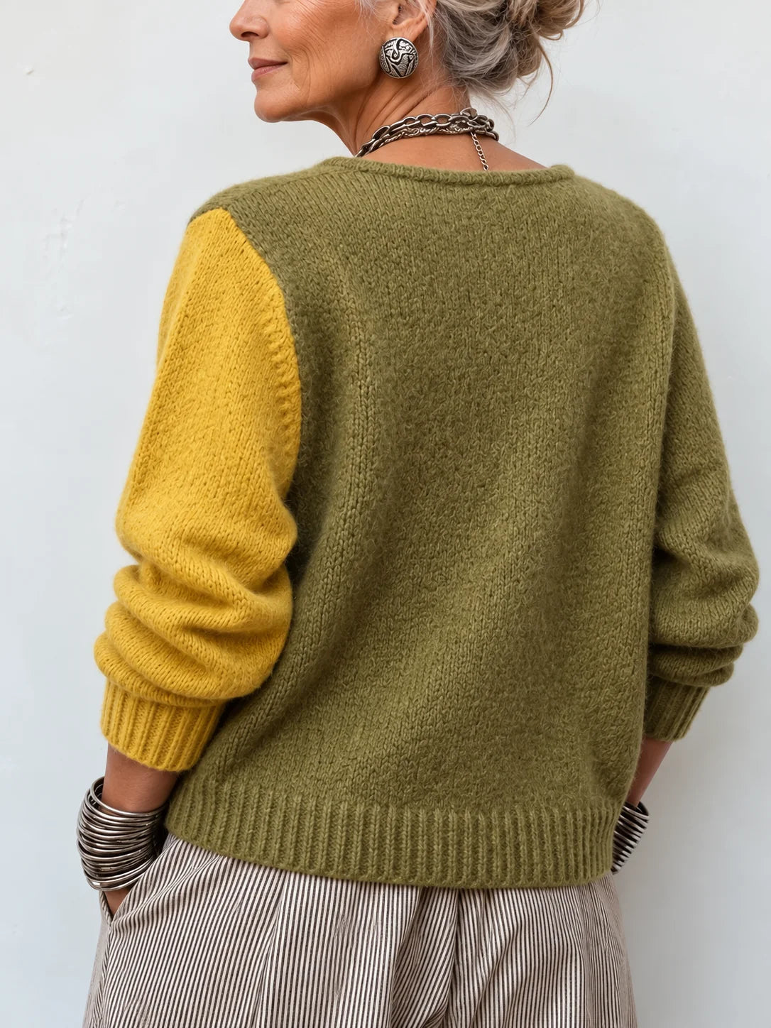 Harlow colour-block knit sweater, back