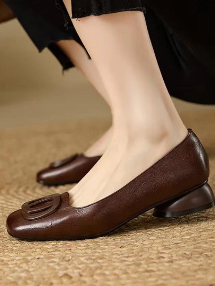 Irene - Square-Toe Leather Flats