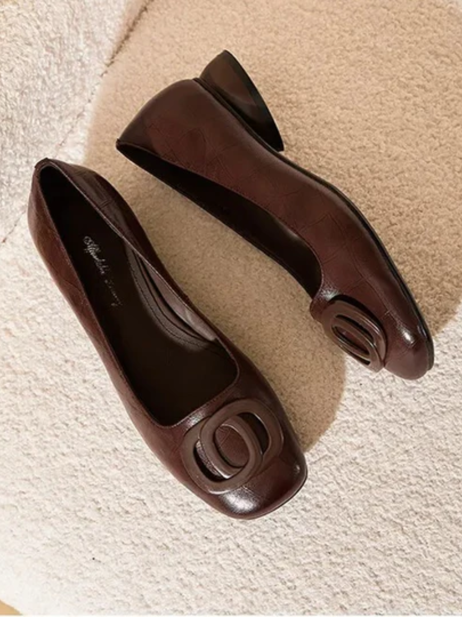 Irene - Square-Toe Leather Flats