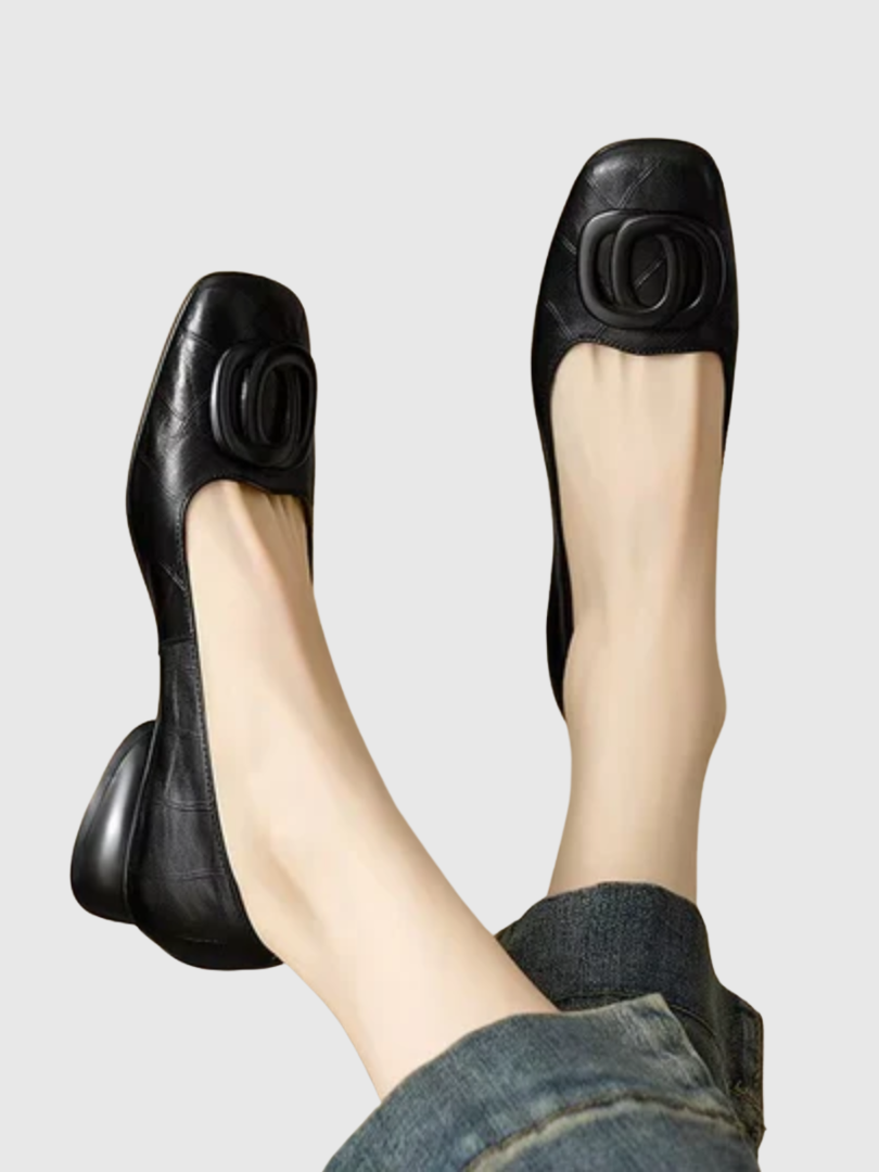 Irene - Square-Toe Leather Flats