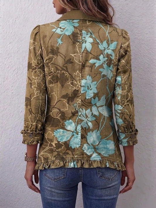 Marigold - Boho Gradient Vintage Floral Ruffle Jacket