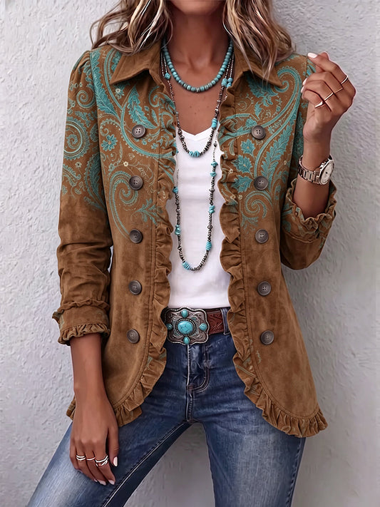 Saffron - Paisley Print Ruffle Jacket
