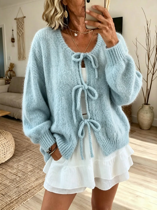 Sarah - Textured Tie-Front Knit Cardigan