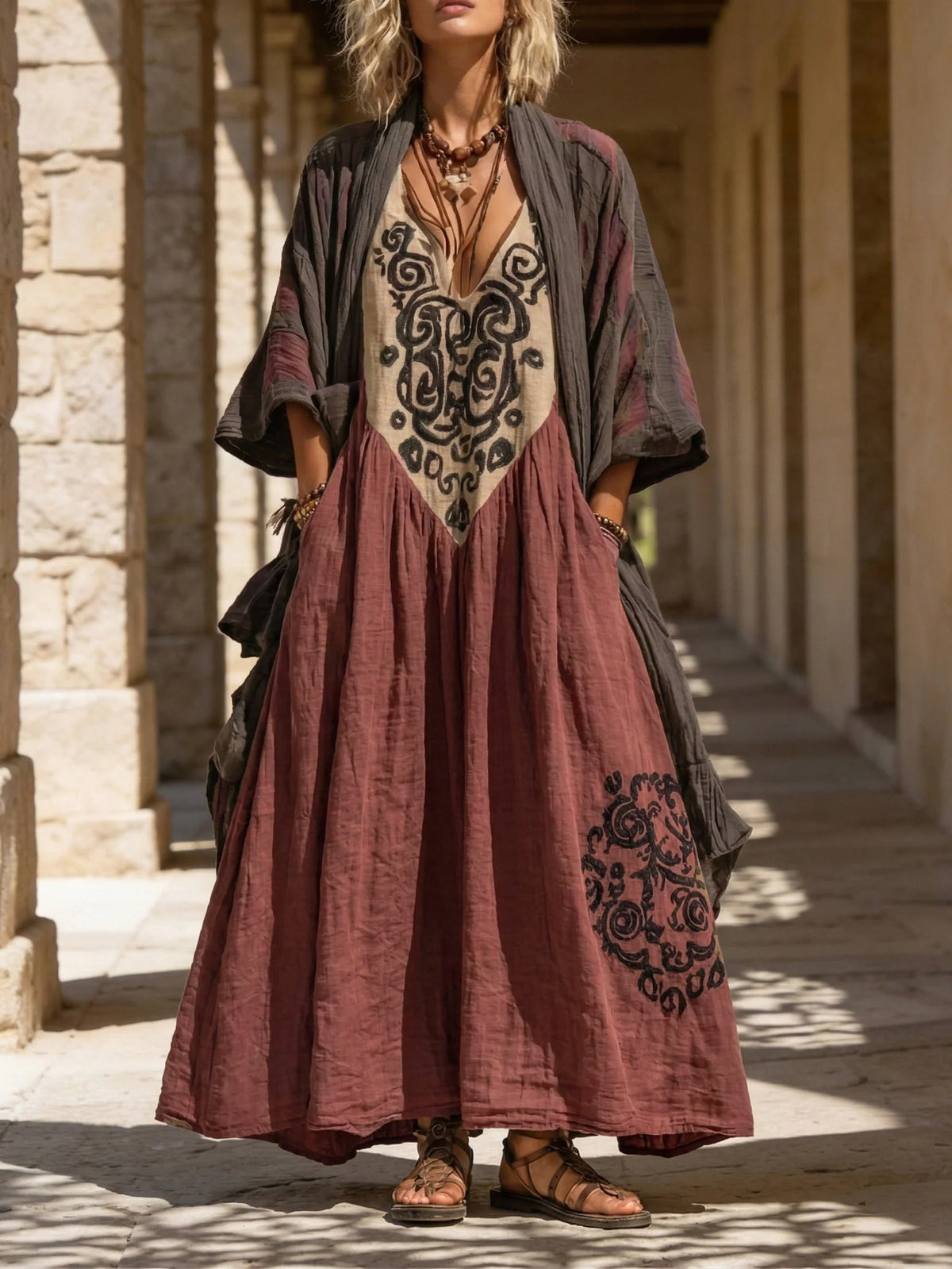 Coralie - Bohemian Two-Piece Set with Art Print