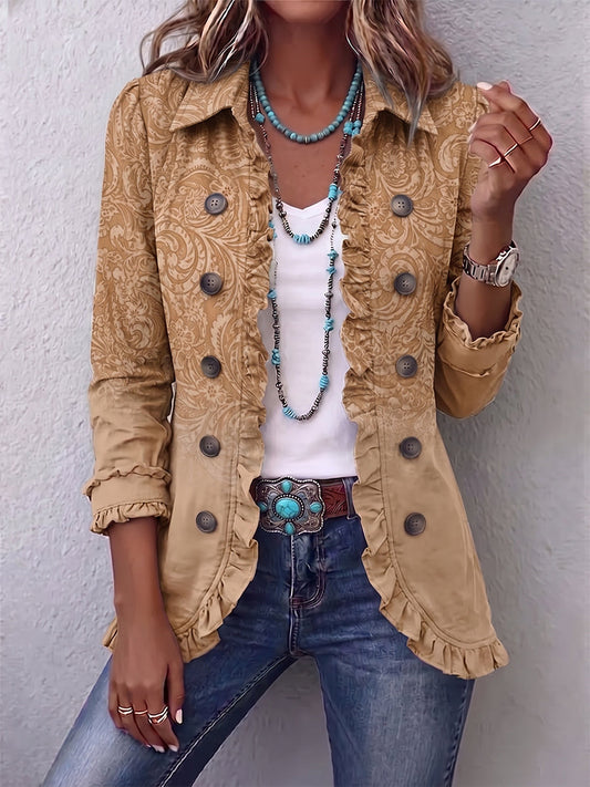 Merritt - Western Pattern Print Ruffle Jacket