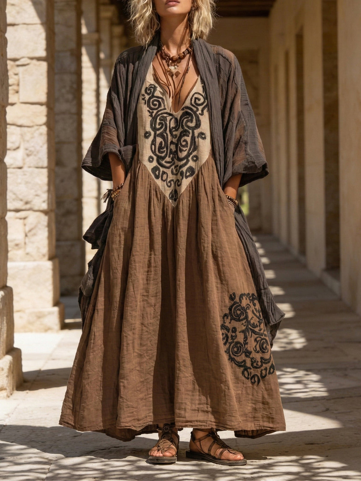 Coralie - Bohemian Two-Piece Set with Art Print