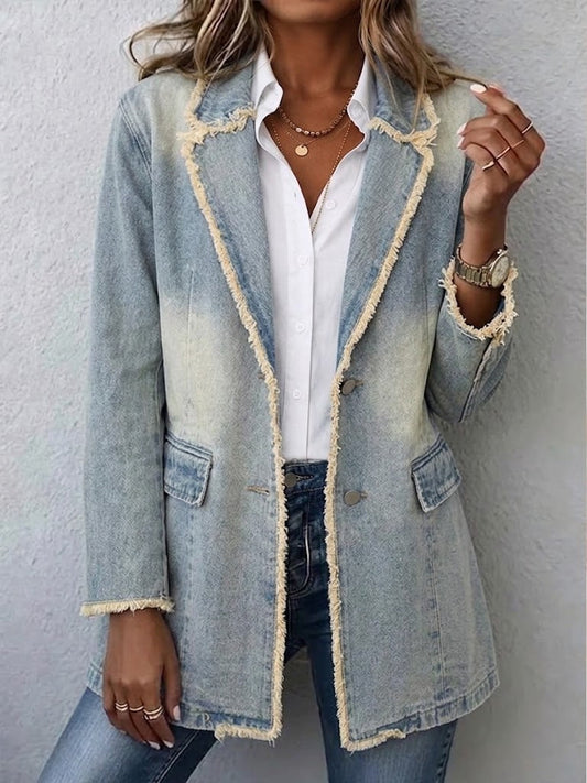 Marion - Vintage-Style Oversized Blazer with Raw Edges