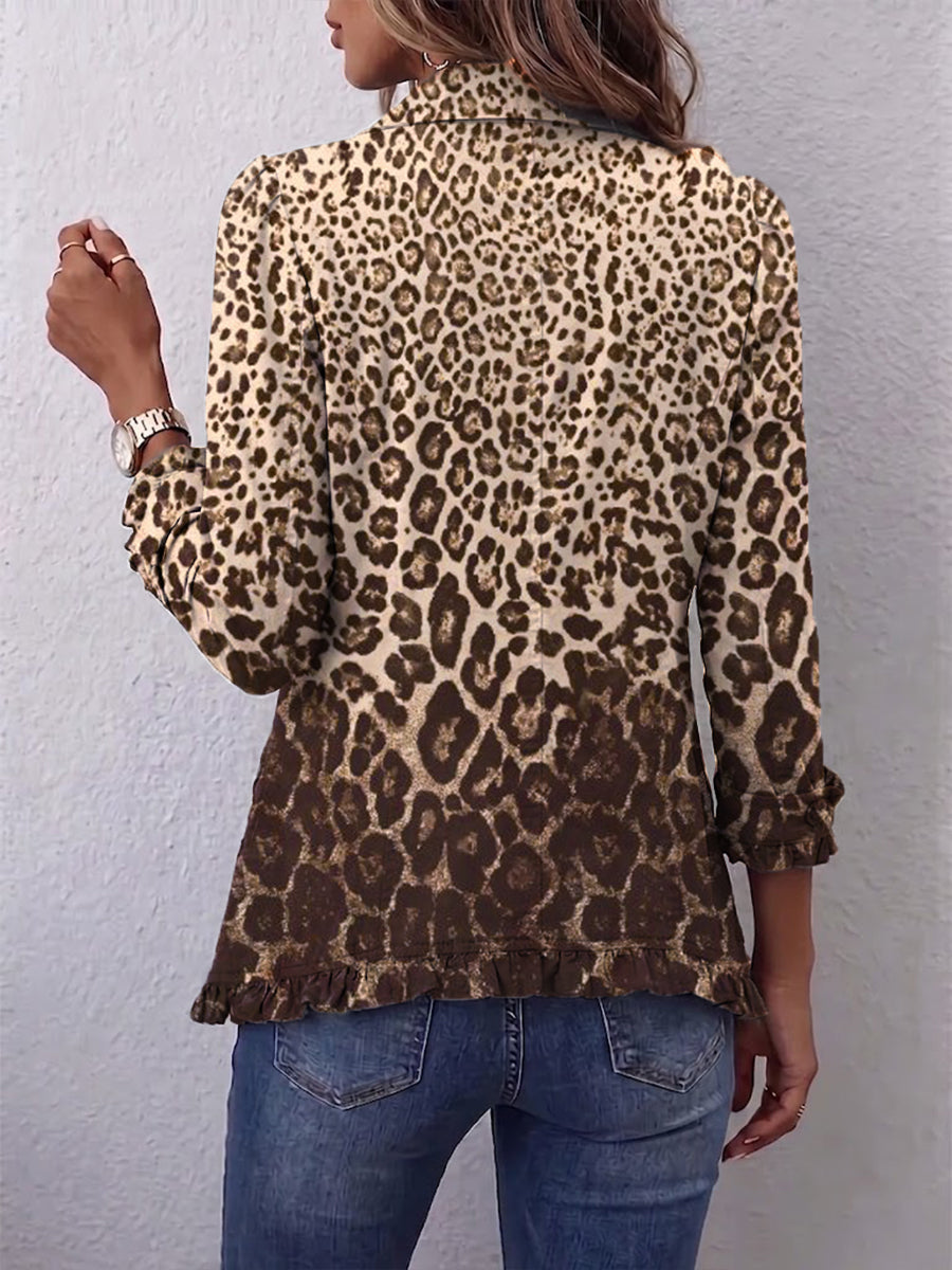 Romy - Leopard Print Ruffled Jacket