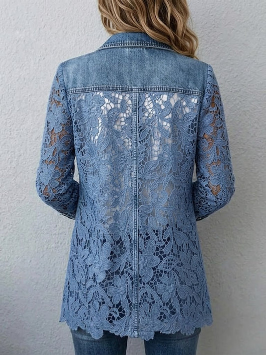 Céleste - Blazer Jacket with Floral Lace Paneling