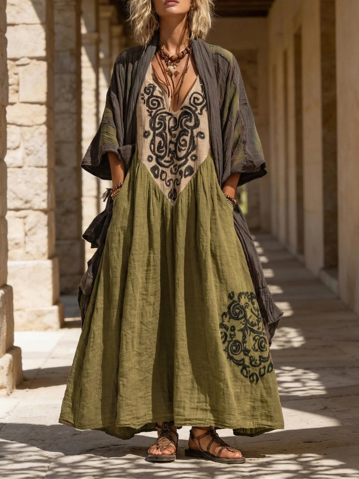Coralie - Bohemian Two-Piece Set with Art Print