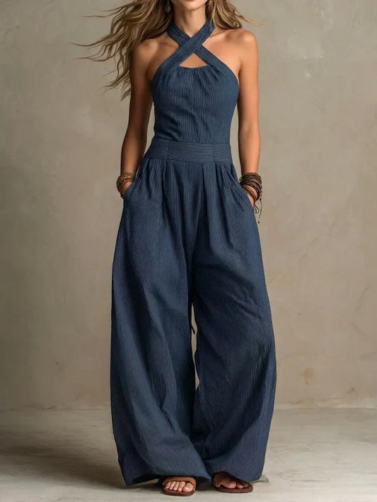 Meadow - Elegant Jumpsuit with Crossed Halter Neckline