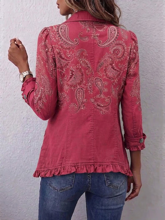 Lucie - Vintage Paisley Print Ruffled Jacket