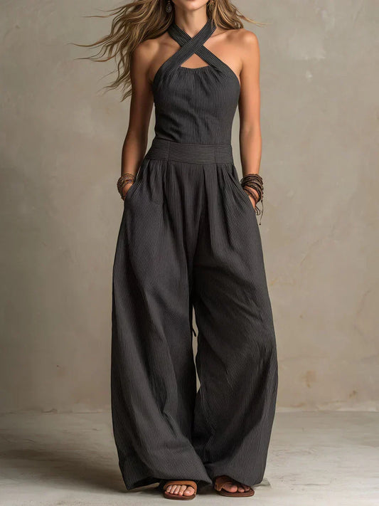 Meadow - Elegant Jumpsuit with Crossed Halter Neckline