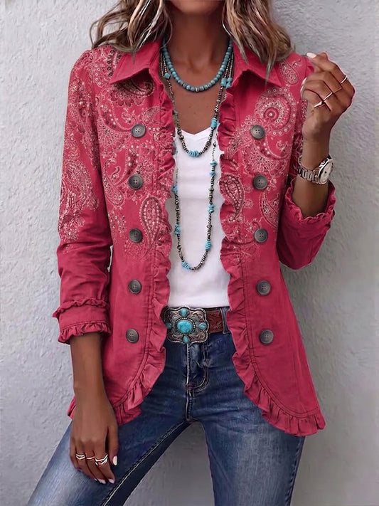 Lucie - Vintage Paisley Print Ruffled Jacket