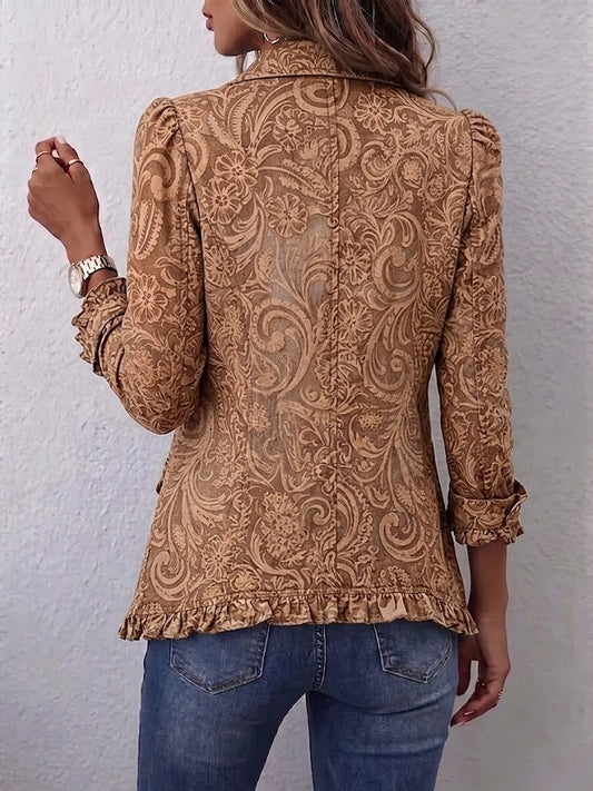 Madeleine - Vintage Bohemian Floral Print Ruffled Jacket
